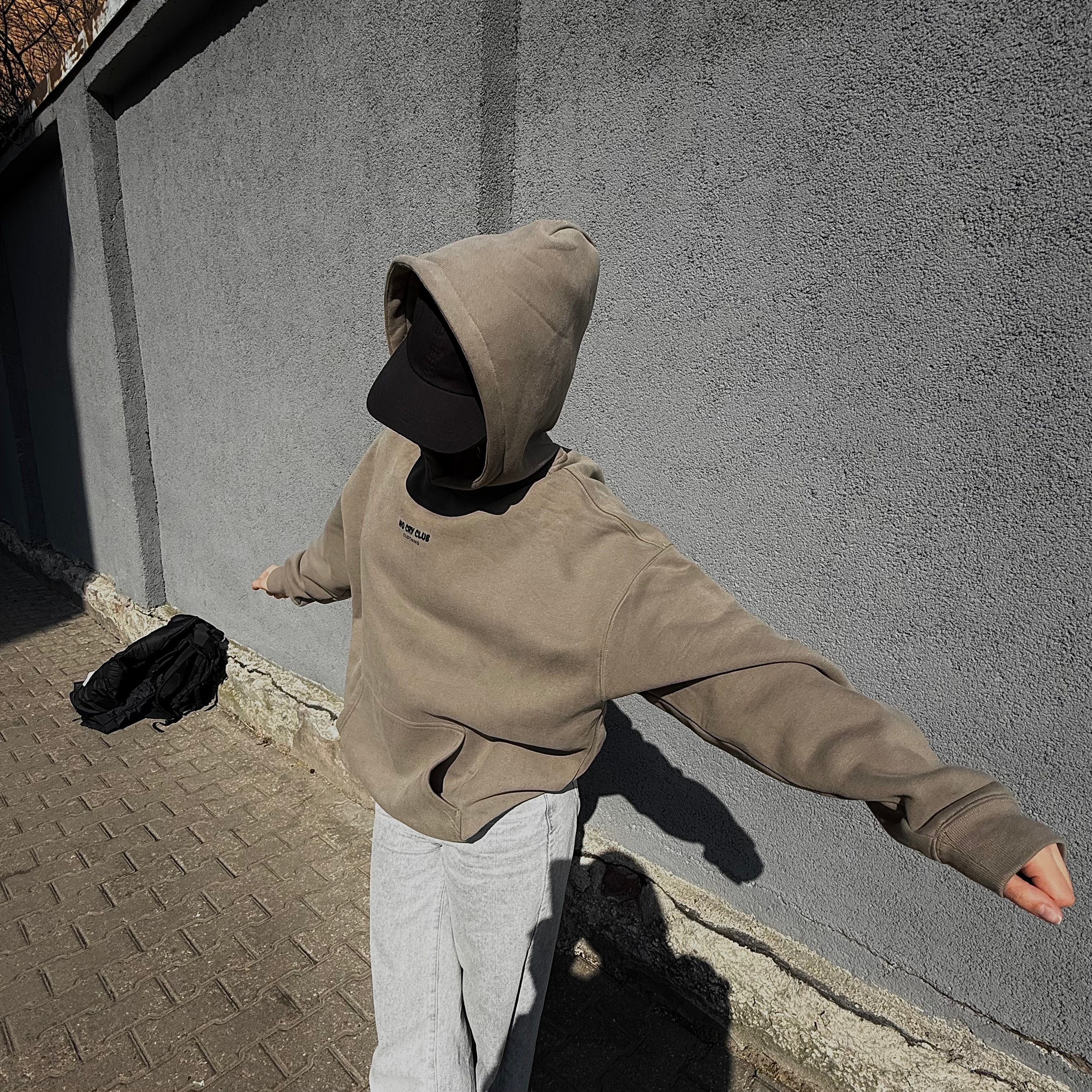 S01 / 04 Oversize Fleeced Hoodie - Gray Coffee
