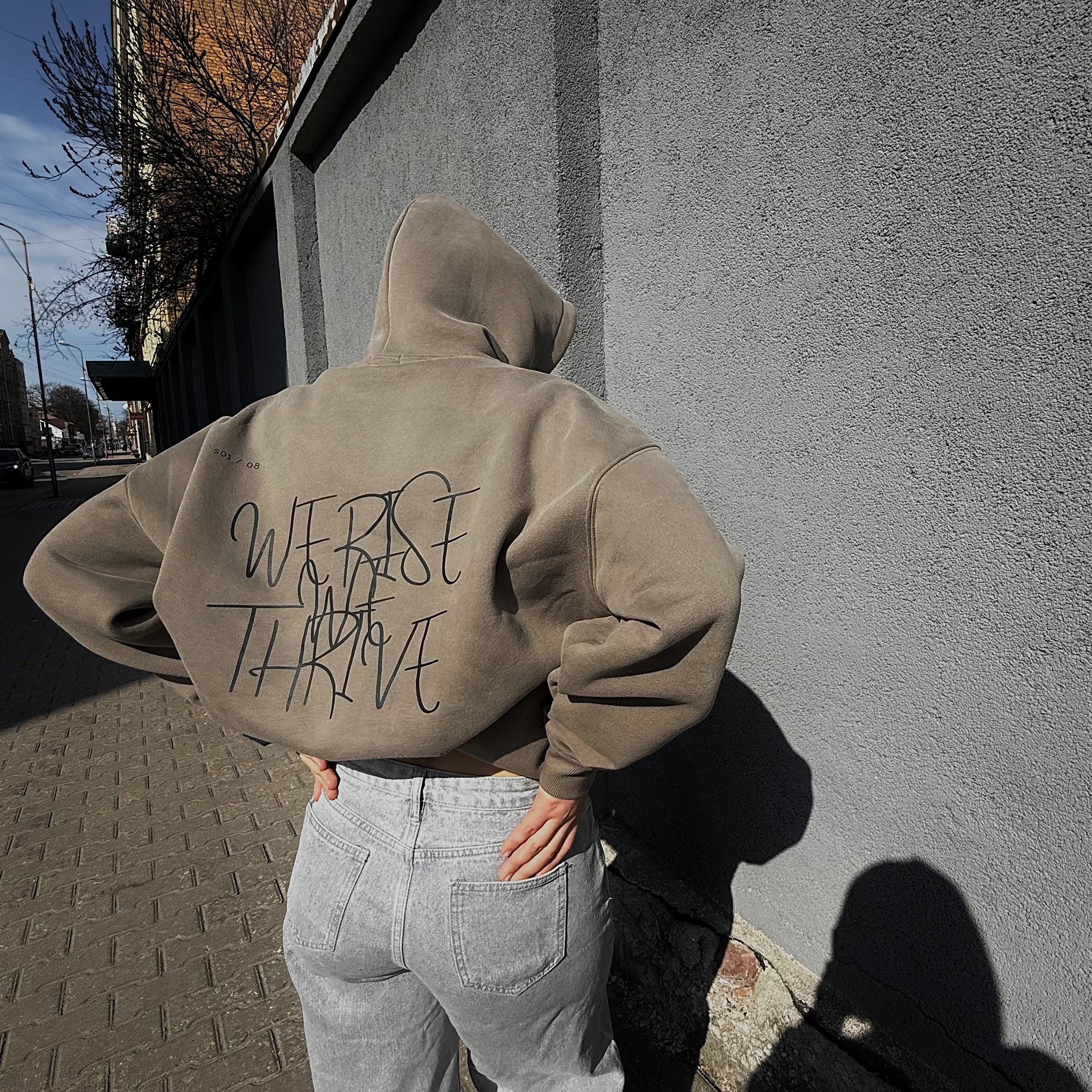 S01 / 08 Oversize Fleeced Hoodie - Gray Coffee